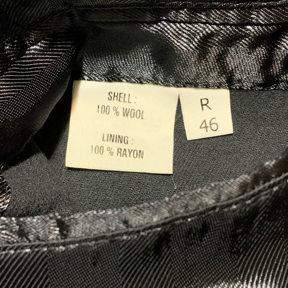 Men's Black Long Trench Coat sz R 46 100% Wool Shell and 100% Rayon lining - Picture 10 of 11